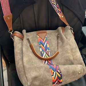 Stylish Tan and Multicolor Women's Bag